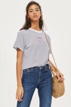 Topshop Petite Striped Sweetheart T-shirt