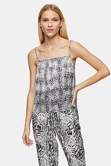 Topshop Black And White Blur Animal Pyjama Cami