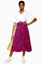 Topshop Palm Print Box Pleat Midi Skirt