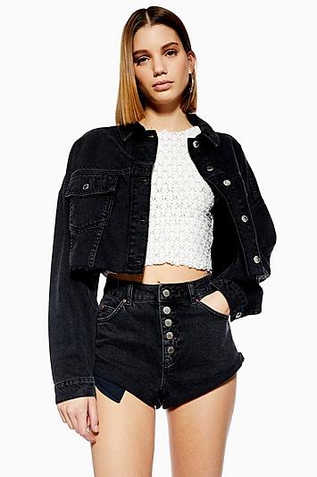 Topshop Button Fly Roll Hem Kiri Shorts