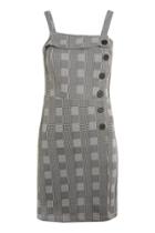 Topshop Petite Button Checked Pinafore Dress