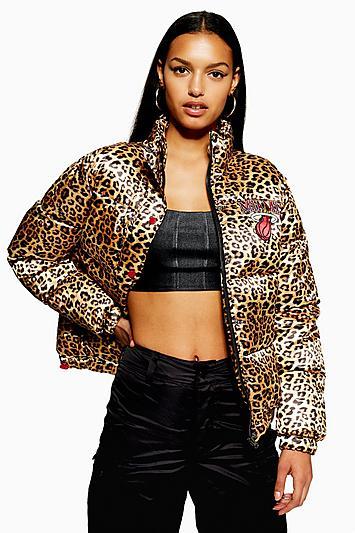 Topshop Leopard Print Puffer Jacket By Unk X Topshop