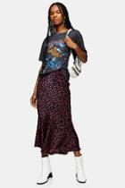 Topshop Tall Black Ditsy Floral Flounce Midi Skirt
