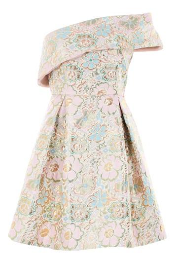 Topshop One Shoulder Jacquard Prom Dress