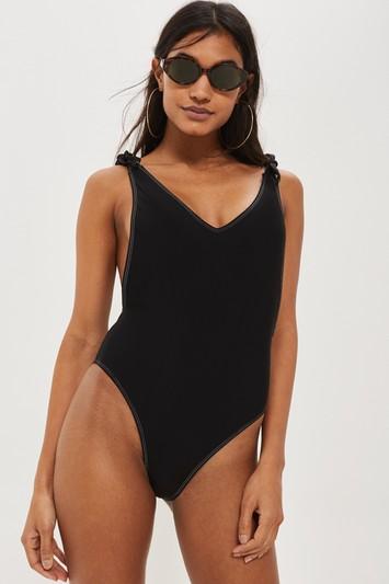 Topshop Wide Tie Shoulder Swimsuit
