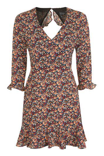 Topshop Peach Pop Frill Tea Dress