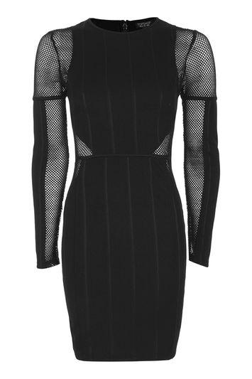 Topshop Bandage Mesh Panel Bodycon Dress