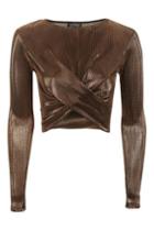Topshop Rust Metallic Long Sleeve Top
