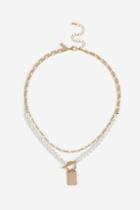 Topshop *gold And Pearl T Bar Multi Row Necklace