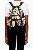 Topshop Boston Leopard Print Faux Fur Backpack