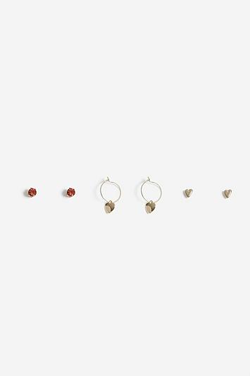 Topshop 3 Pack Heart Themed Earrings