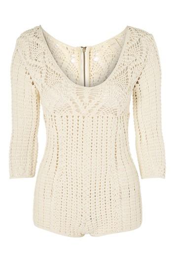 Topshop *navarra Crochet Playsuit By Flook