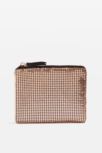 Topshop Gold Chainmail Zip Top Purse