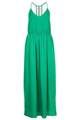 Topshop Jewel Green Beaded Back Maxi Dress