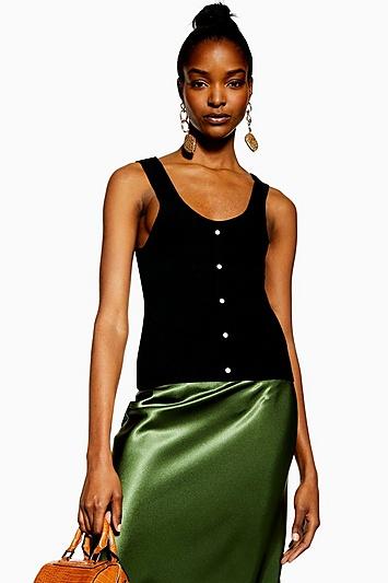 Topshop Black Popper Front Vest