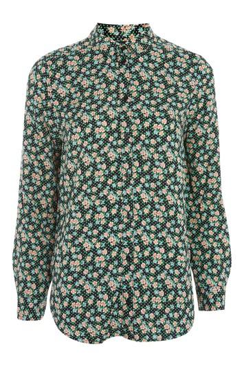 Topshop Polka Dot And Ditsy Print Casual Shirt