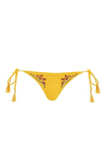 Topshop Floral Embroidered Side Tie Bikini Bottoms