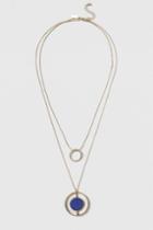 Topshop Blue Circle Two Row Necklace
