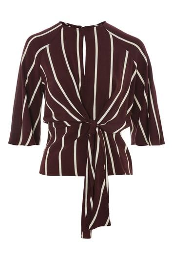 Topshop Slouchy Stripe Knot Front Top