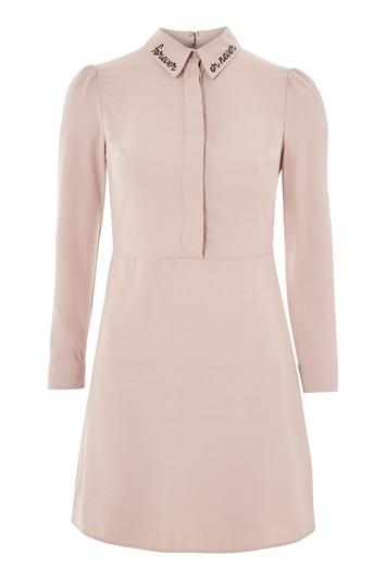 Topshop 'forever Never' Embroidered Collar Shirt Dress