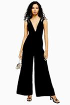 Topshop Black Double Strap V Jumpsuit