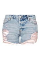 Topshop Moto Pink Rip Ashley Short