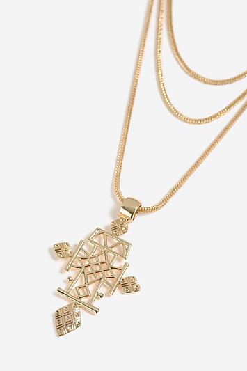 Topshop *heavy Celtic Cross And Multi-row Necklace