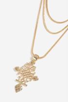 Topshop *heavy Celtic Cross And Multi-row Necklace