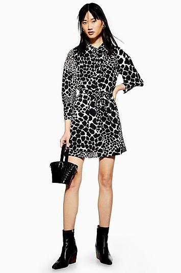 Topshop Giraffe Pintuck Mini Dress