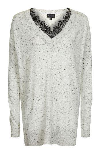 Topshop Tall Fine Gauge Lace V-neck Jumper