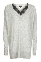 Topshop Tall Fine Gauge Lace V-neck Jumper