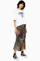 Topshop San Diego Black Patchwork Floral Bias Skirt