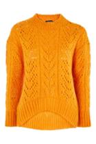 Topshop Longline Pointelle Mohair Blend Jumper