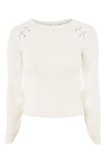 Topshop Bar Detail Raglan Knitted Top