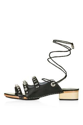 Topshop Limited Edition Palm Ankle-tie Sandals