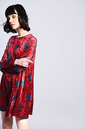 Topshop *floral Velvet Swing Dress By Glamorous