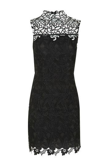 Topshop Monochrome Floral Contrast Dress
