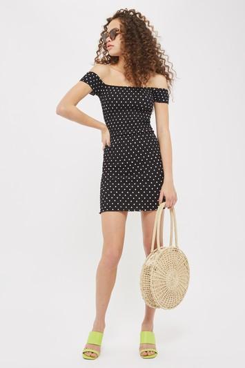 Topshop Petite Spotted Bodycon Dress