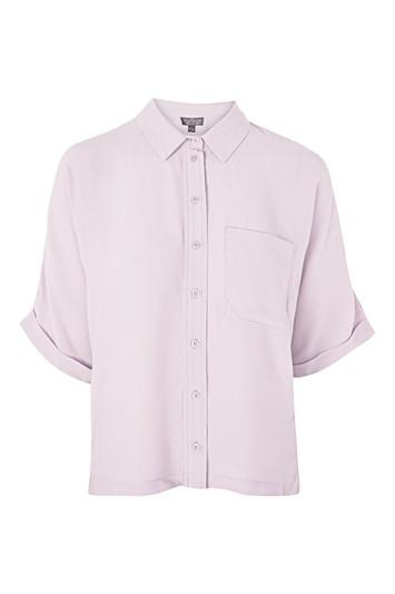 Topshop Tall Cropped Sleeve Shirt