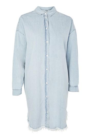Topshop Petite Denim Fray Hem Dress
