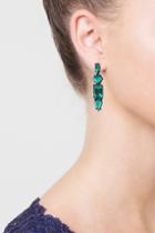 Topshop Green Crystal Shape Drop Earrings