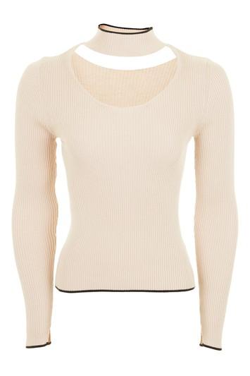 Topshop Petite Fine Gage Choker Knit Top