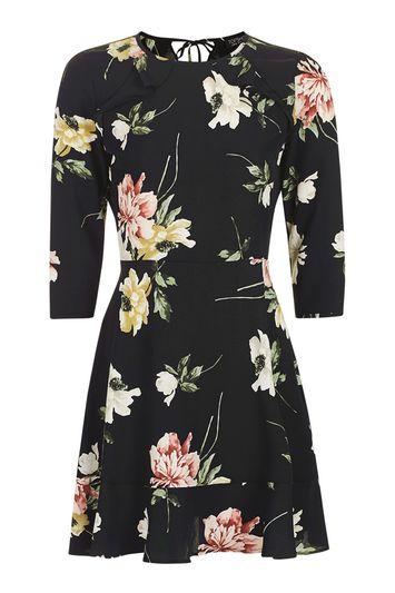 Topshop Paint Floral Frill Tea Dress