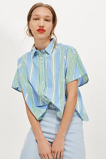 Topshop Striped Short Sleeve Shirt