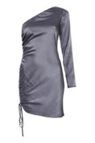 Topshop One Shoulder Ruched Side Satin Mini Dress