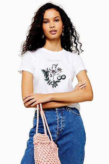 Topshop Tall Botanical Shrunken T-shirt