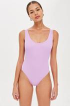 Topshop Scoop Neck Ribbed Swimsuit