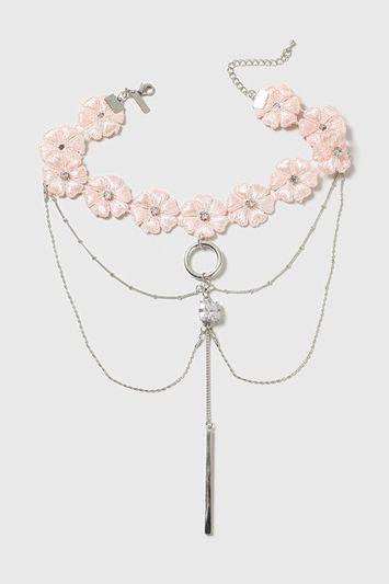 Topshop Pretty Pink Choker Multirow Necklace