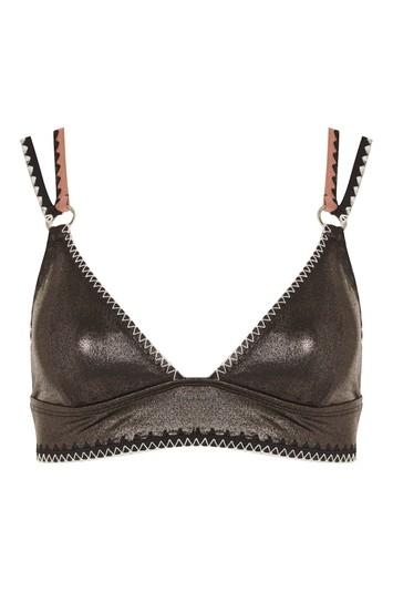 Topshop Metallic Longline Triangle Bikini Top
