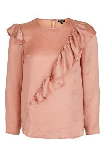 Topshop Satin Ruffle Blouse